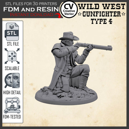 Wild West GUNFIGHTER Type 4 for 3D Print STL file Miniature