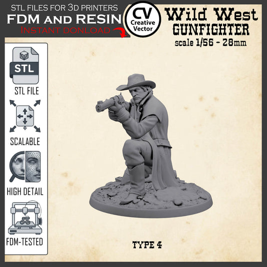 Wild West GUNFIGHTER Type 4 for 3D Print STL file Miniature