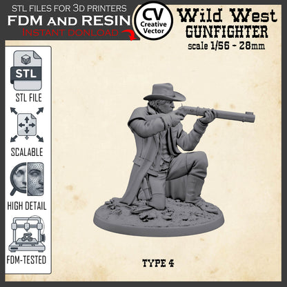 Wild West GUNFIGHTER Type 4 for 3D Print STL file Miniature