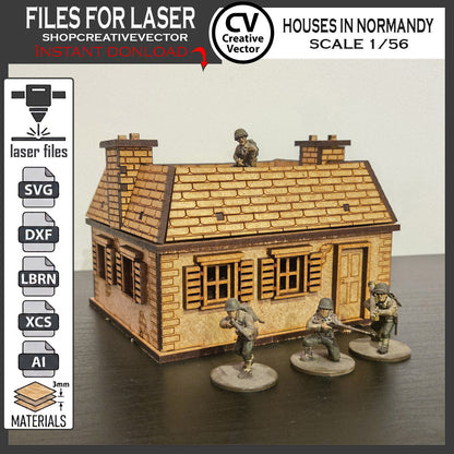 Houses in Normandy  in scale 28mm 1/56 for wargaming