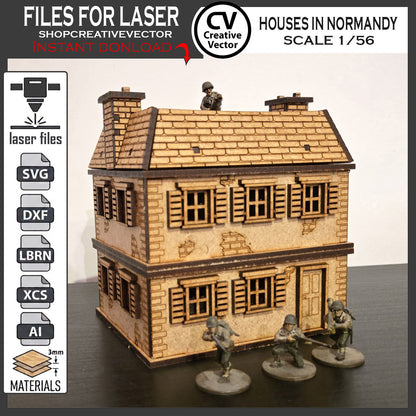 Houses in Normandy  in scale 28mm 1/56 for wargaming