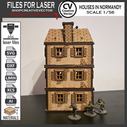 Houses in Normandy  in scale 28mm 1/56 for wargaming