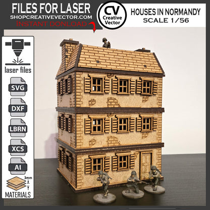 Houses in Normandy  in scale 28mm 1/56 for wargaming