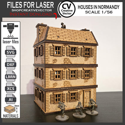 Houses in Normandy  in scale 28mm 1/56 for wargaming