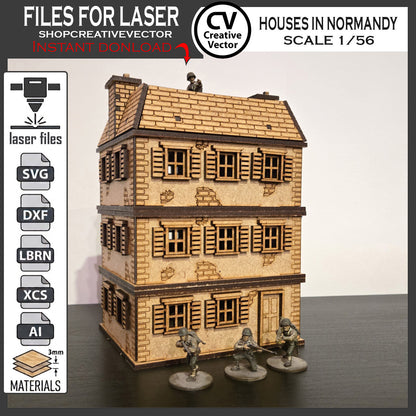 Houses in Normandy  in scale 28mm 1/56 for wargaming