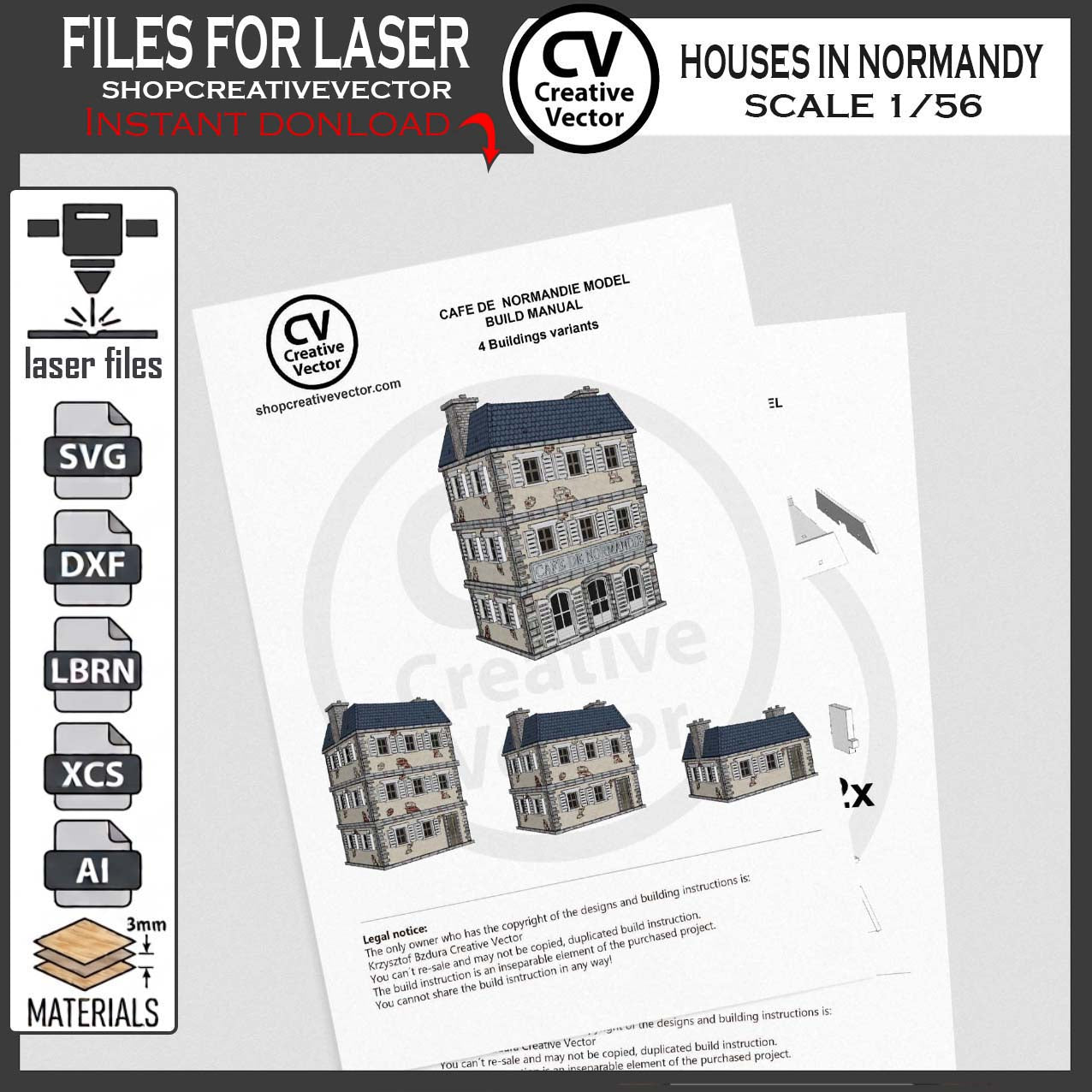 Houses in Normandy  in scale 28mm 1/56 for wargaming