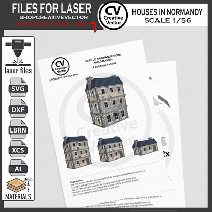 Houses in Normandy  in scale 28mm 1/56 for wargaming