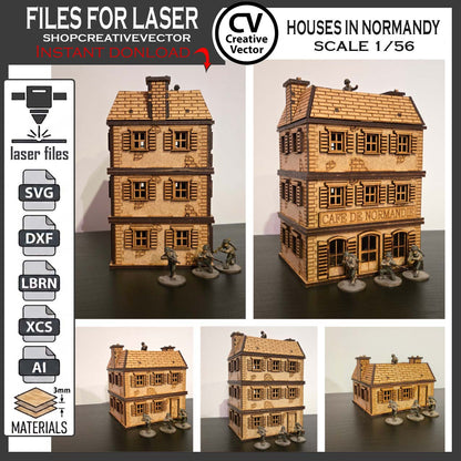 Houses in Normandy  in scale 28mm 1/56 for wargaming