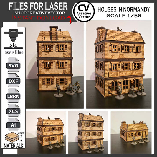 Houses in Normandy  in scale 28mm 1/56 for wargaming