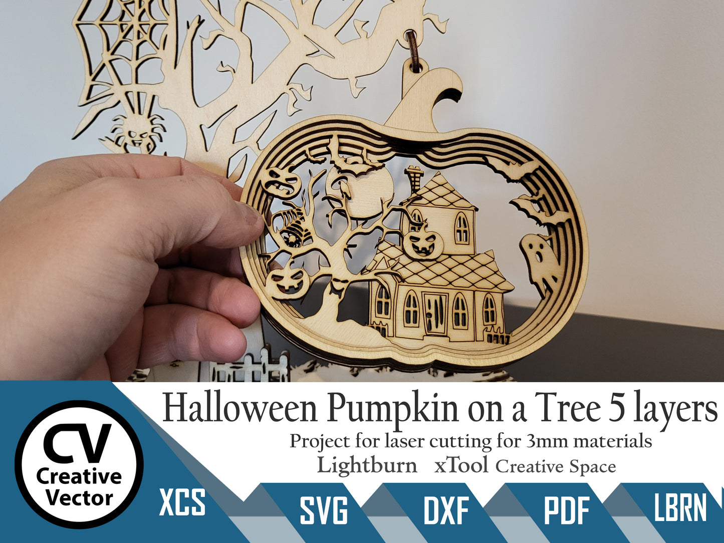 Halloween Pumpkin on a Tree 5 layers with a stand of roots