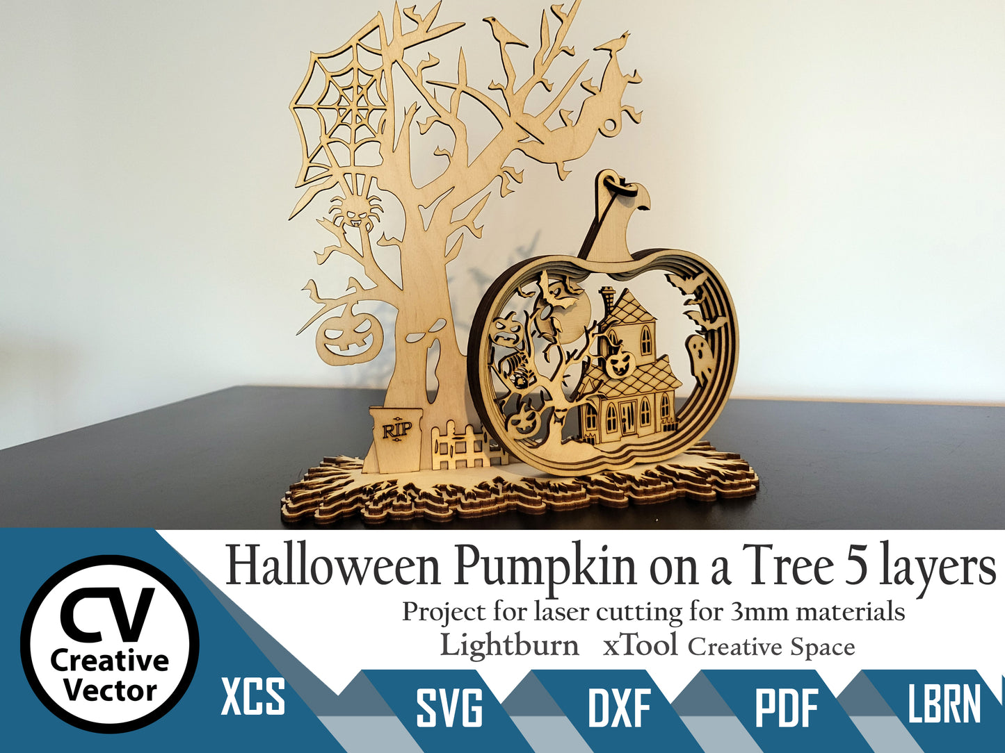 Halloween Pumpkin on a Tree 5 layers with a stand of roots