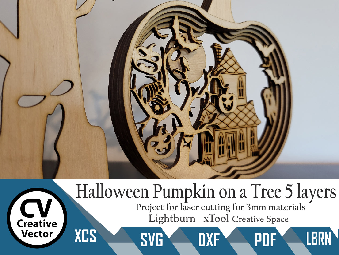 Halloween Pumpkin on a Tree 5 layers with a stand of roots