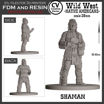 7 STL Files for 3D Printer Wild West NATIVE AMERICANS in 28mm