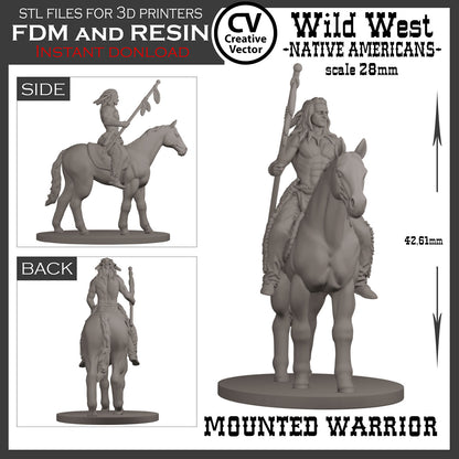 7 STL Files for 3D Printer Wild West NATIVE AMERICANS in 28mm