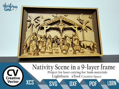 Nativity Scene in a 9-layer frame