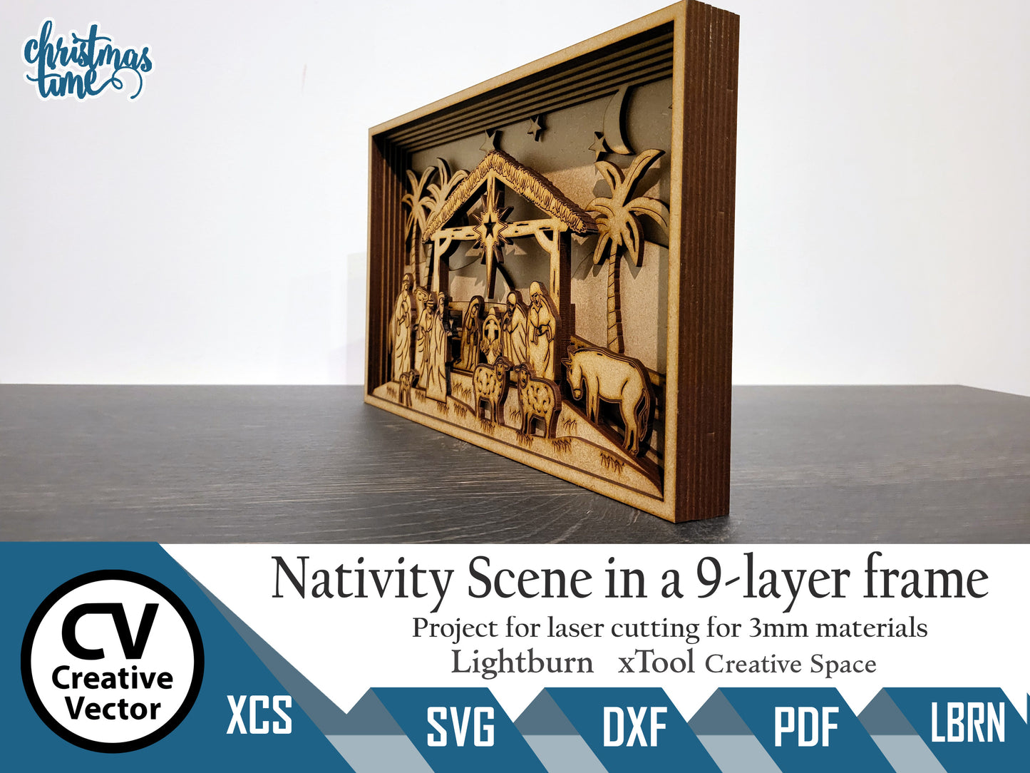 Nativity Scene in a 9-layer frame