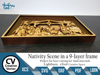 Nativity Scene in a 9-layer frame