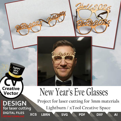 Projects for laser cutting New Year's Eve Glasses
