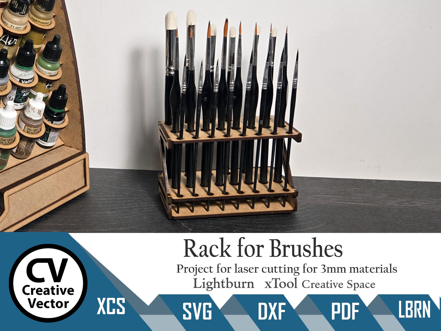 Rack for 22 Brushes for laser cutting