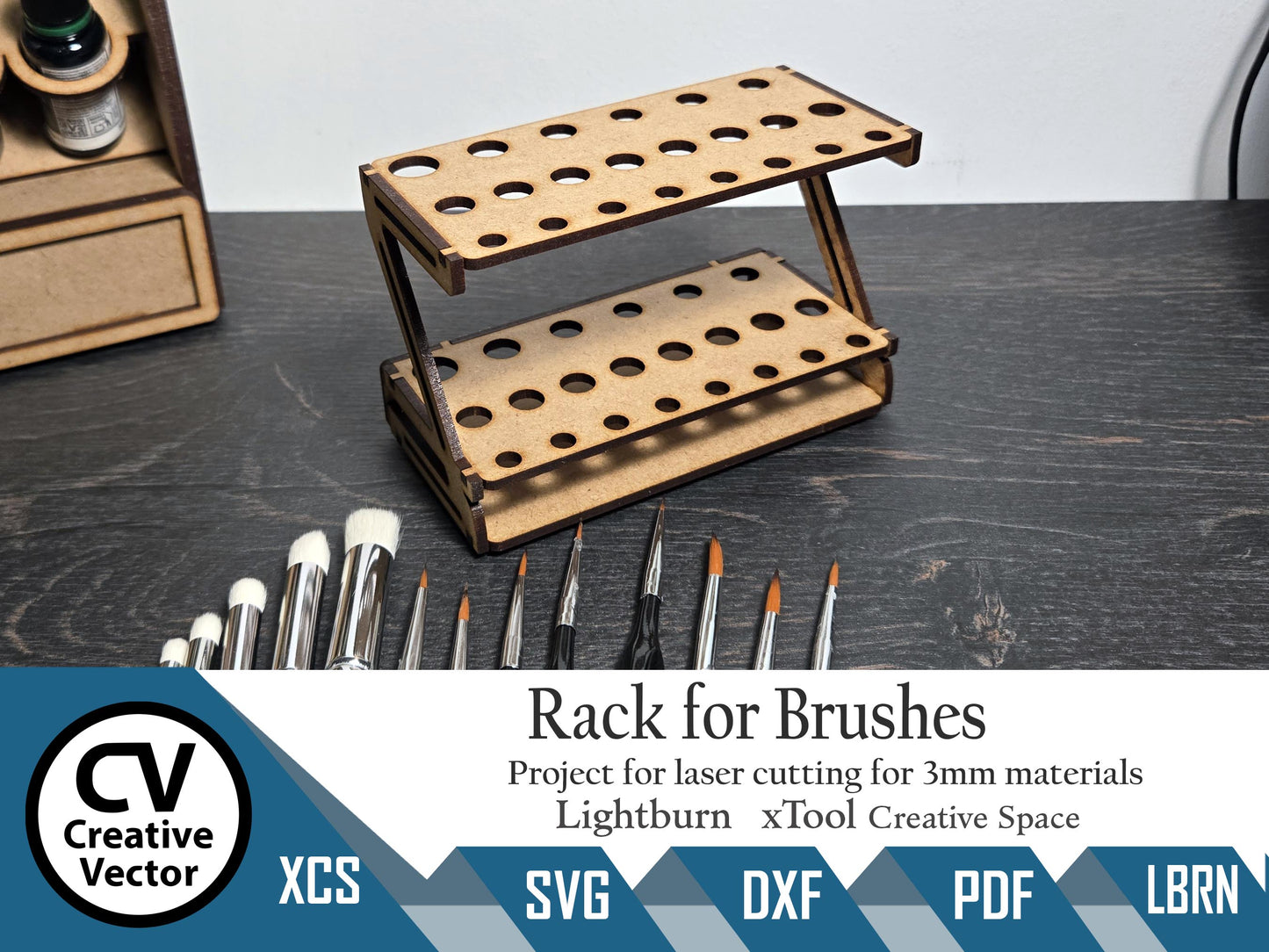 Rack for 22 Brushes for laser cutting