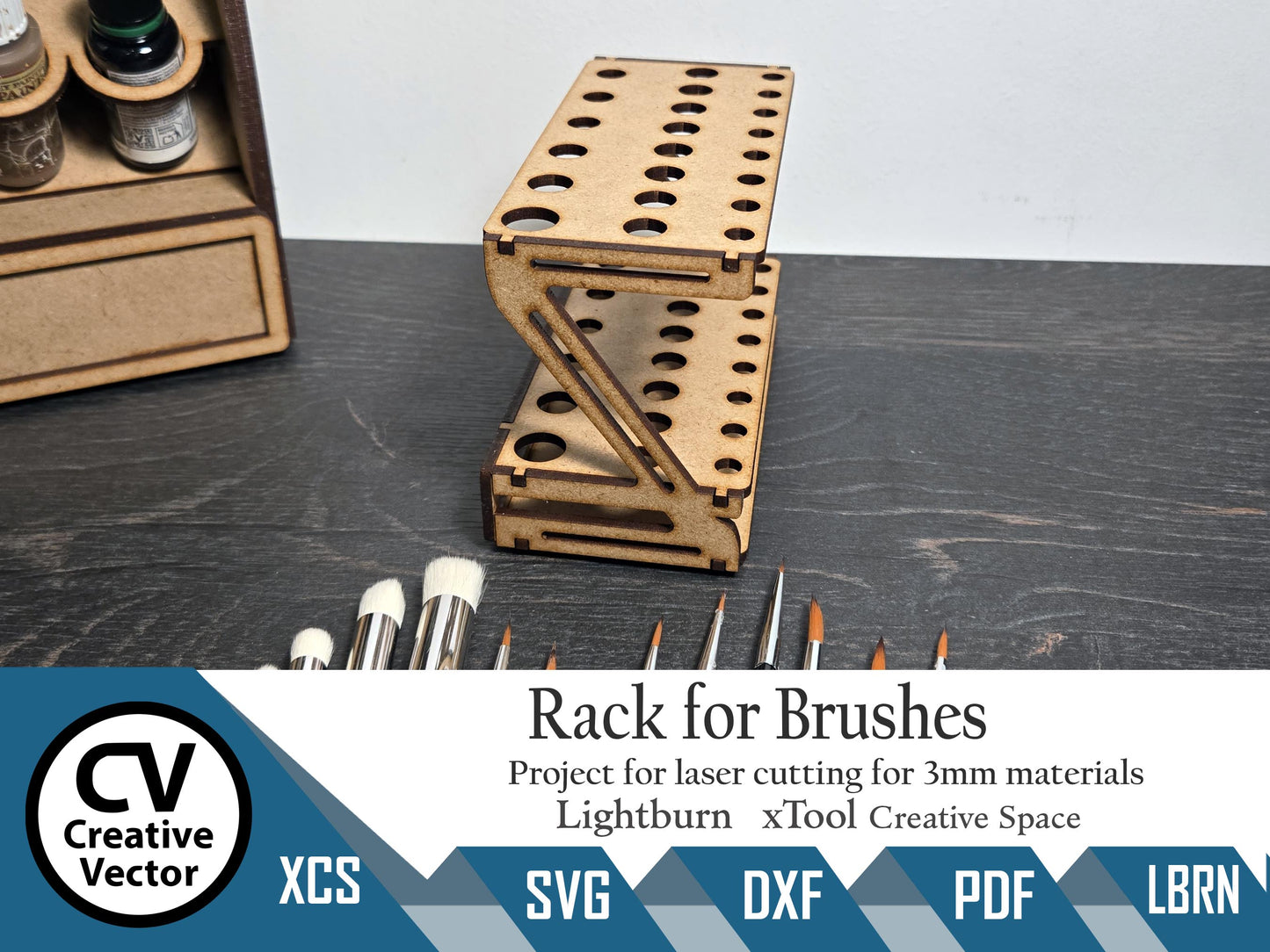 Rack for 22 Brushes for laser cutting