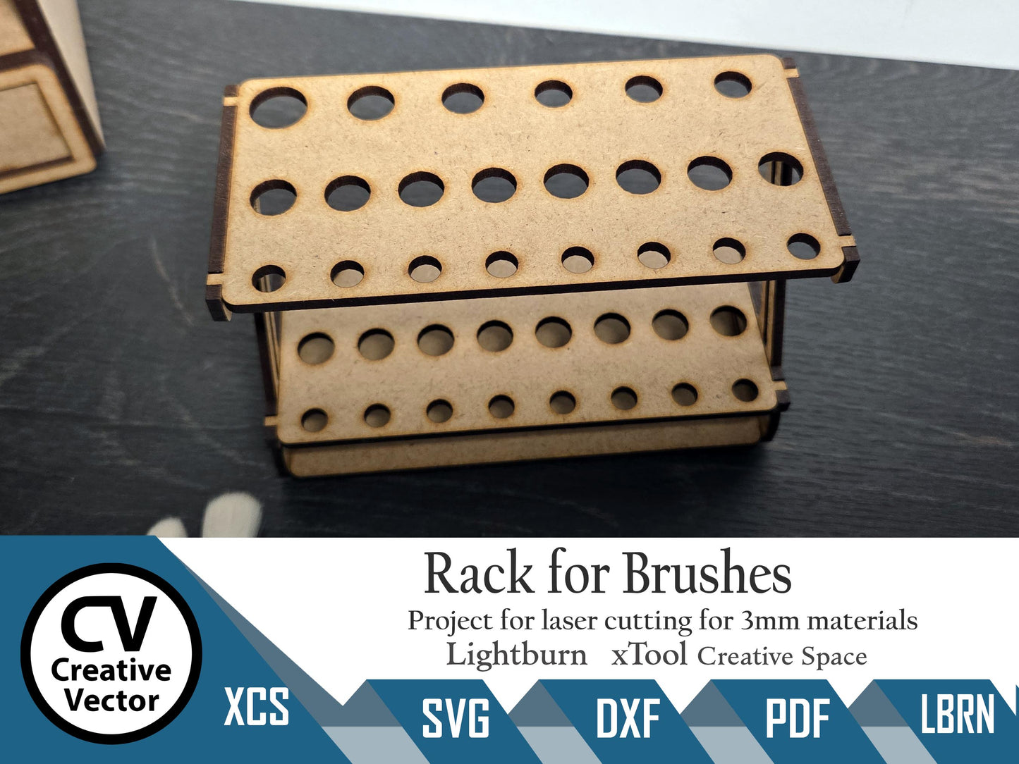 Rack for 22 Brushes for laser cutting