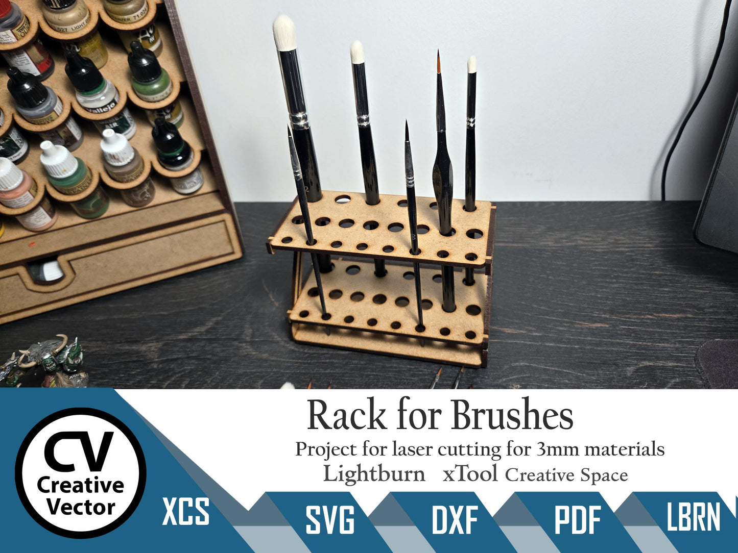Rack for 22 Brushes for laser cutting