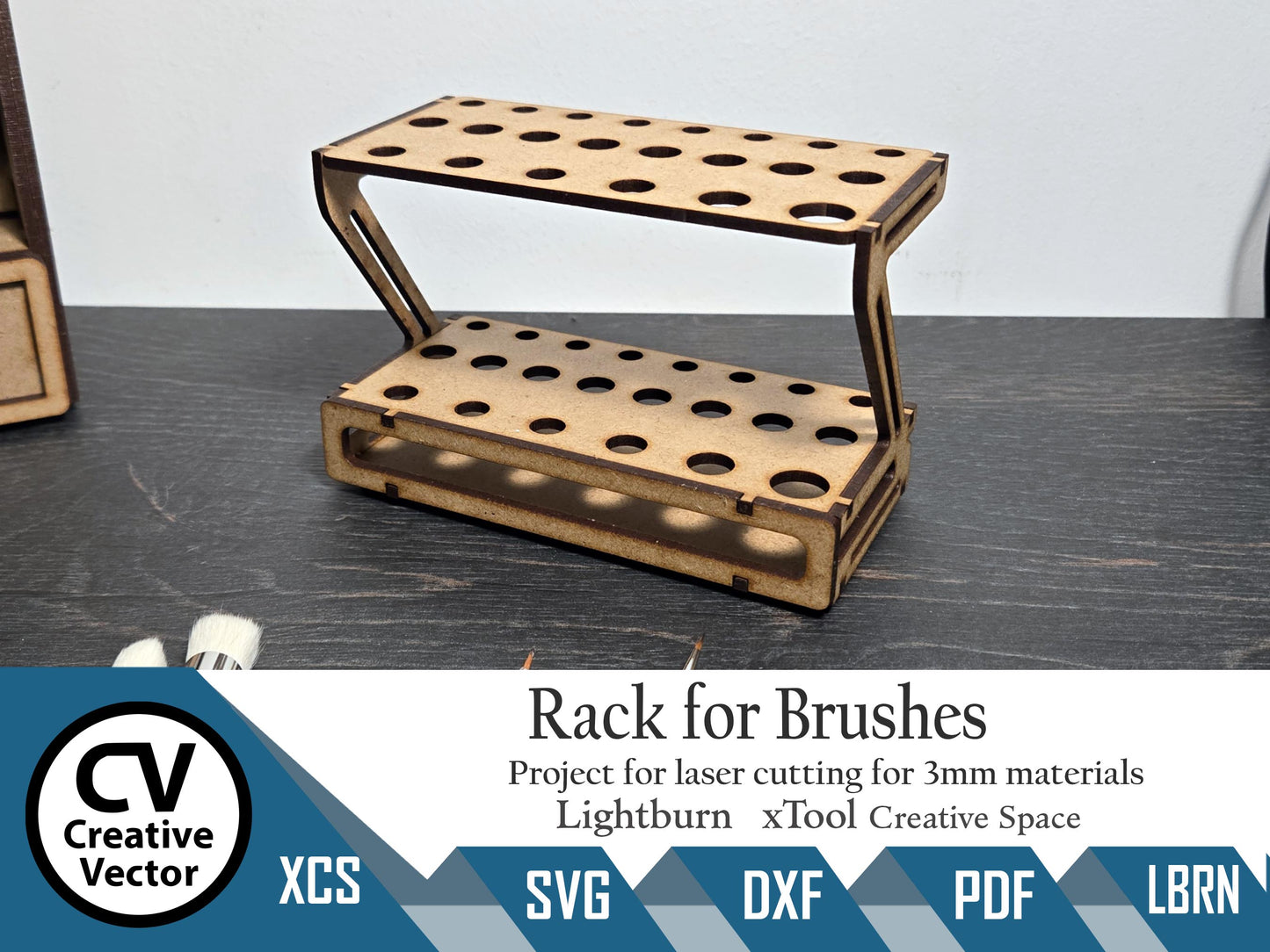Rack for 22 Brushes for laser cutting