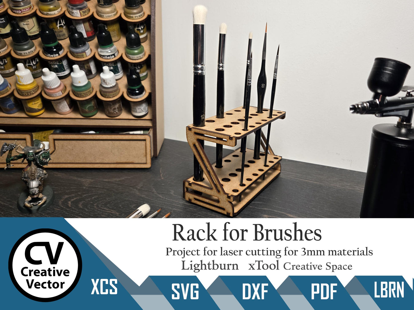 Rack for 22 Brushes for laser cutting