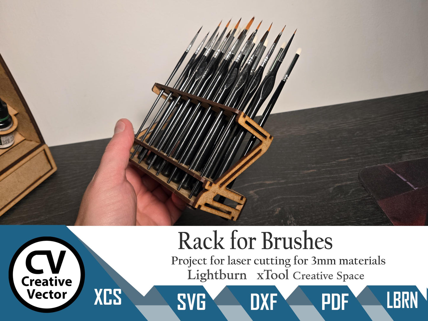Rack for 22 Brushes for laser cutting