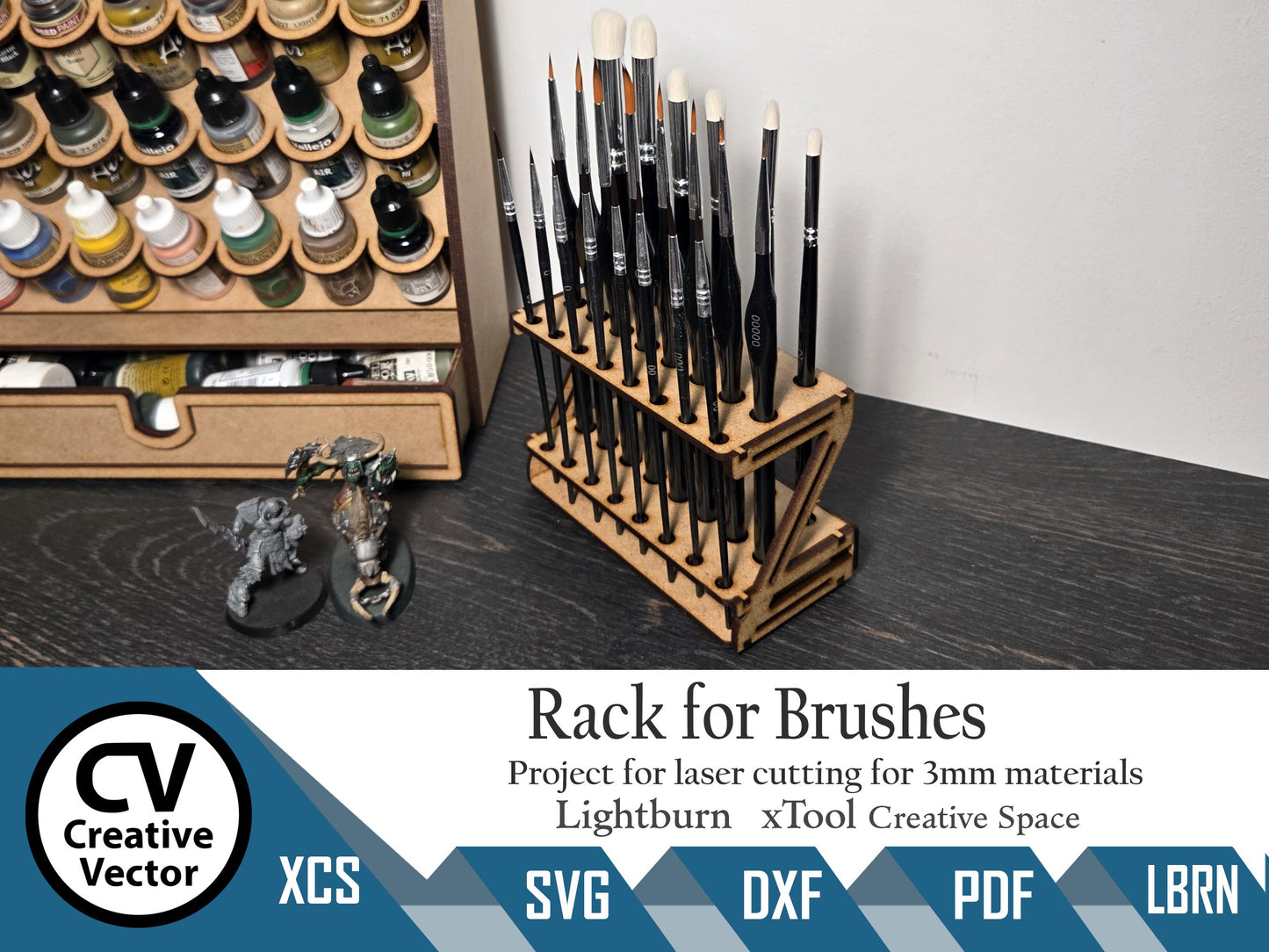 Rack for 22 Brushes for laser cutting