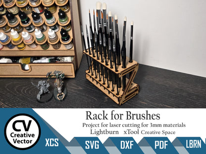 Rack for 22 Brushes for laser cutting