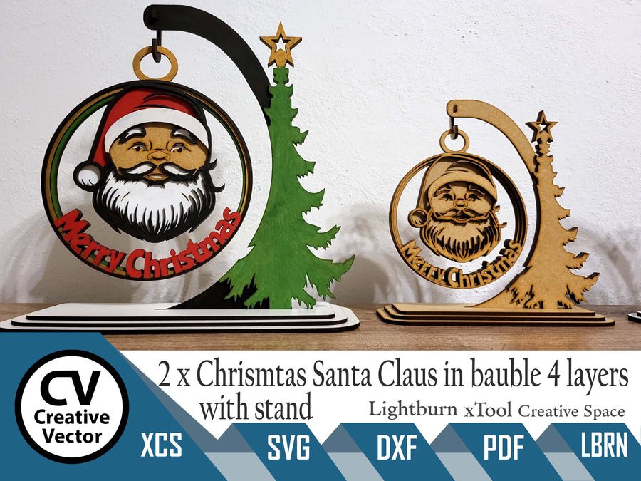 2 x Christmas Santa Claus in 3D Ball 4 layers