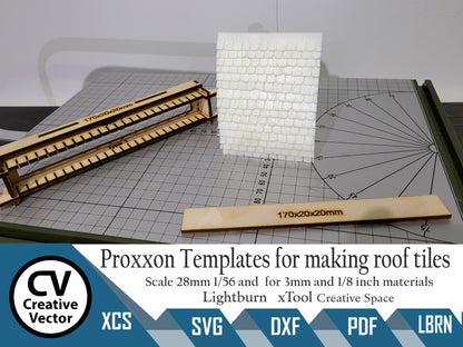 6 xTemplates for making roof tiles scale of 28mm for Proxxon THERMOCUT 230 styrofoam cutting hot wire