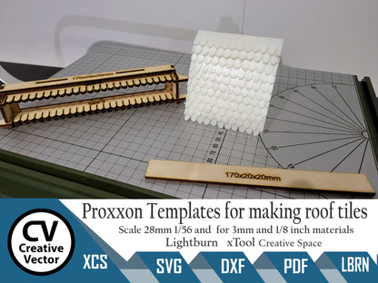 6 xTemplates for making roof tiles scale of 28mm for Proxxon THERMOCUT 230 styrofoam cutting hot wire