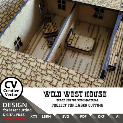 Wild West House in scale 28mm for Wargamers