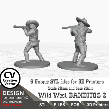 6 STL Files for 3D Printer BANDITOS SET Digital Download