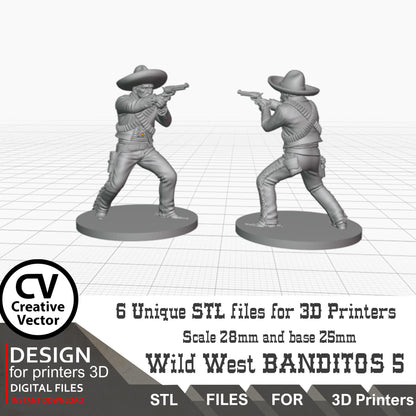 6 STL Files for 3D Printer BANDITOS SET Digital Download