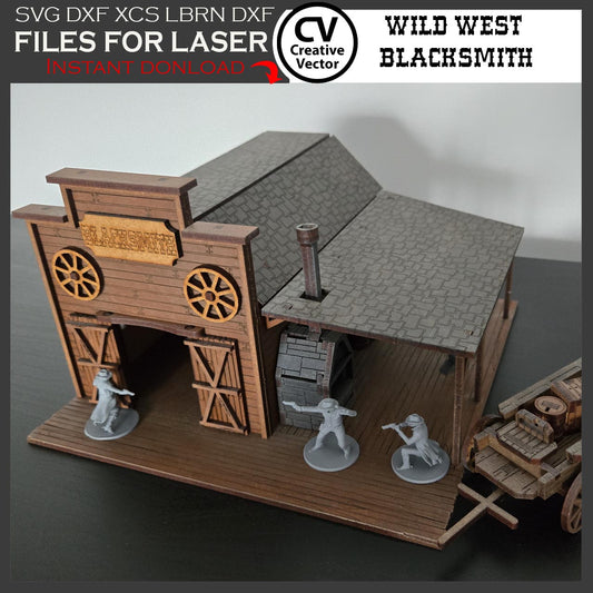 Wild West Blacksmith with cargo wagon in scale 28mm for Wargamers