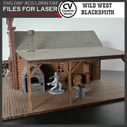 Wild West Blacksmith with cargo wagon in scale 28mm for Wargamers
