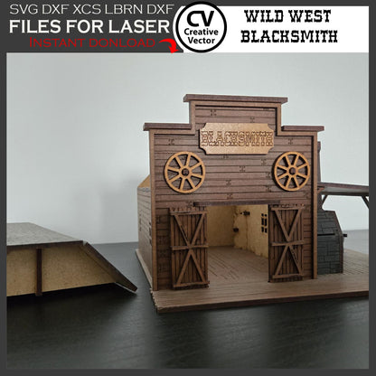 Wild West Blacksmith with cargo wagon in scale 28mm for Wargamers