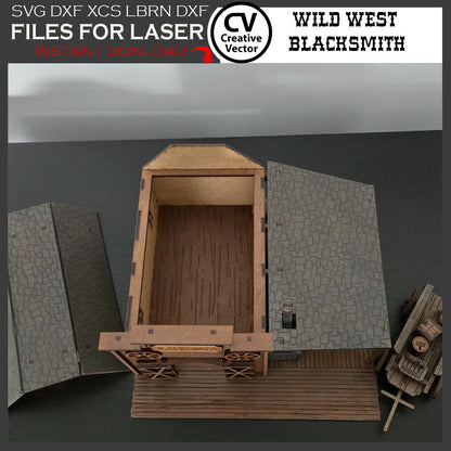 Wild West Blacksmith with cargo wagon in scale 28mm for Wargamers