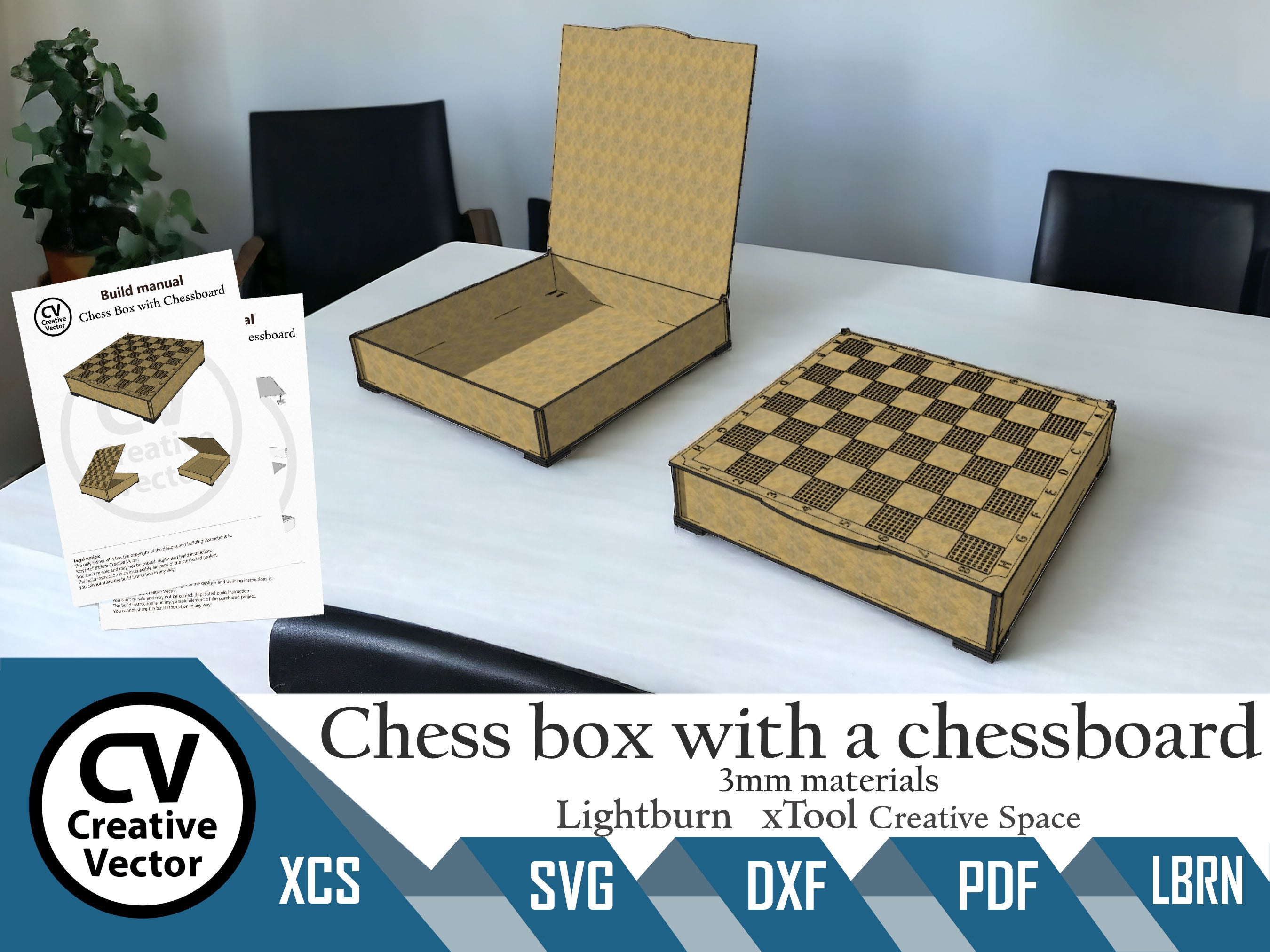 Chess Box 270x270x50mm with chessboard – Creative Vector