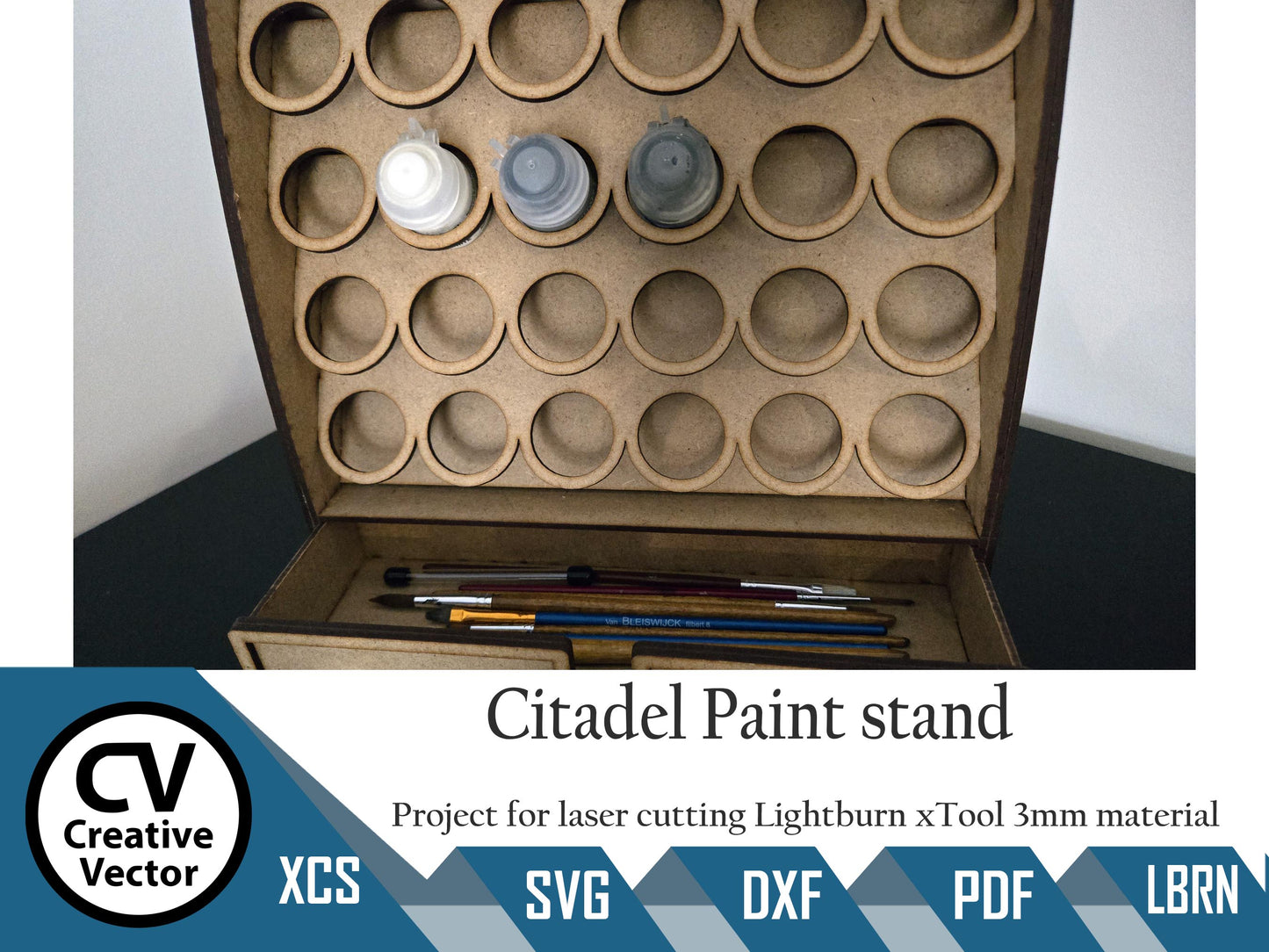 Paint Rack with Drawer for laser cutting for Citadel