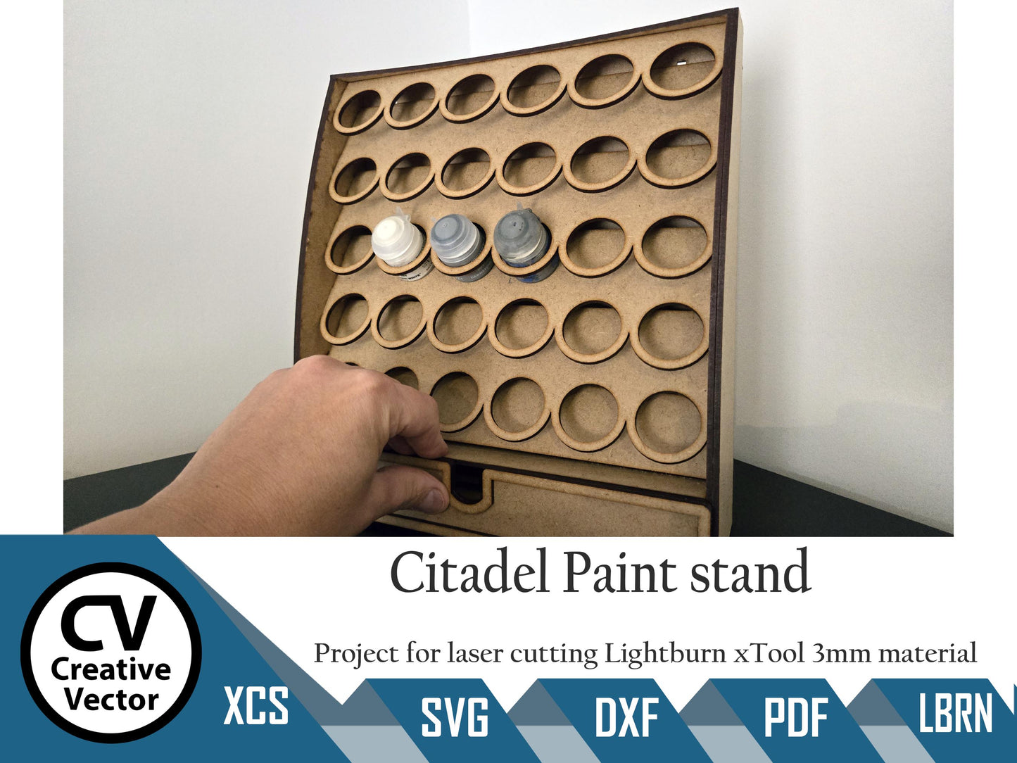 Paint Rack with Drawer for laser cutting for Citadel