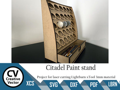 Paint Rack with Drawer for laser cutting for Citadel