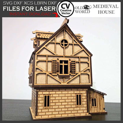 Medieval House with Shed in scale 28 mm 1/56