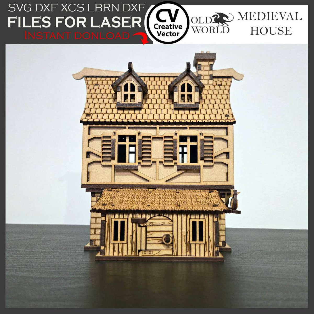 Medieval House with Shed in scale 28 mm 1/56