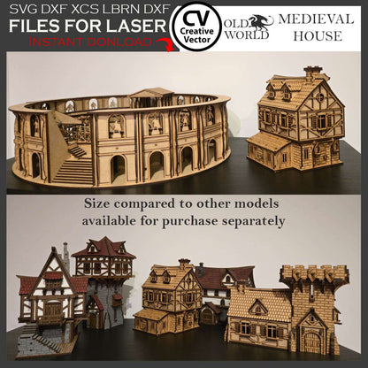 Medieval House with Shed in scale 28 mm 1/56
