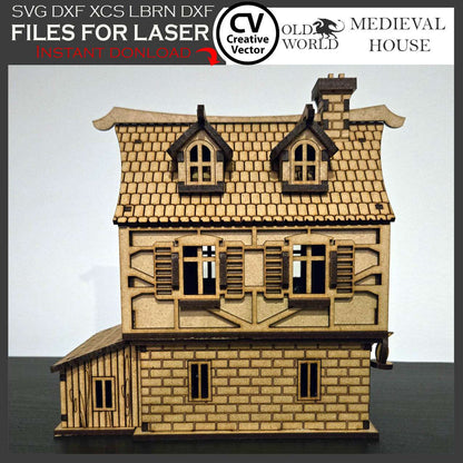 Medieval House with Shed in scale 28 mm 1/56